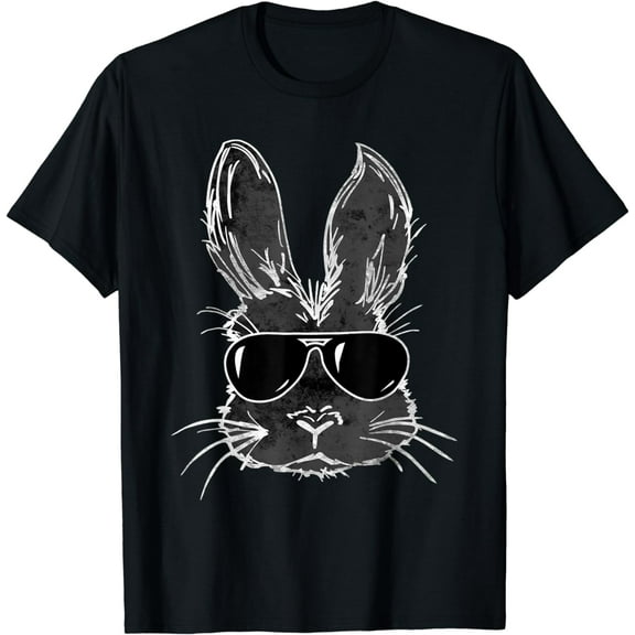 Bunny Face With Sunglasses For Boys Mens Kids Easter Day T-Shirt