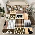 thumbnail image 2 of Manfei Safari Bear Deer Twin Sheet Sets,Adverture Camping Twin Fitted Sheet,Howling Wolves Flat Sheet For Boys Kids,Luxury Bedroom Decor,3pcs, 2 of 7