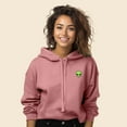 thumbnail image 3 of Dalix Alien Embroidered Fleece Cropped Hoodie Cold Fall Winter Women in Mauve M Medium, 3 of 5