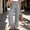 Light Gray, variant on Woman Fashion Ruffle Hem Pant Summer Elastic Waisted Straight Wide Leg Button Ruffle Harem Palazzo Pant with Pockets(Dark Gray,XXL)