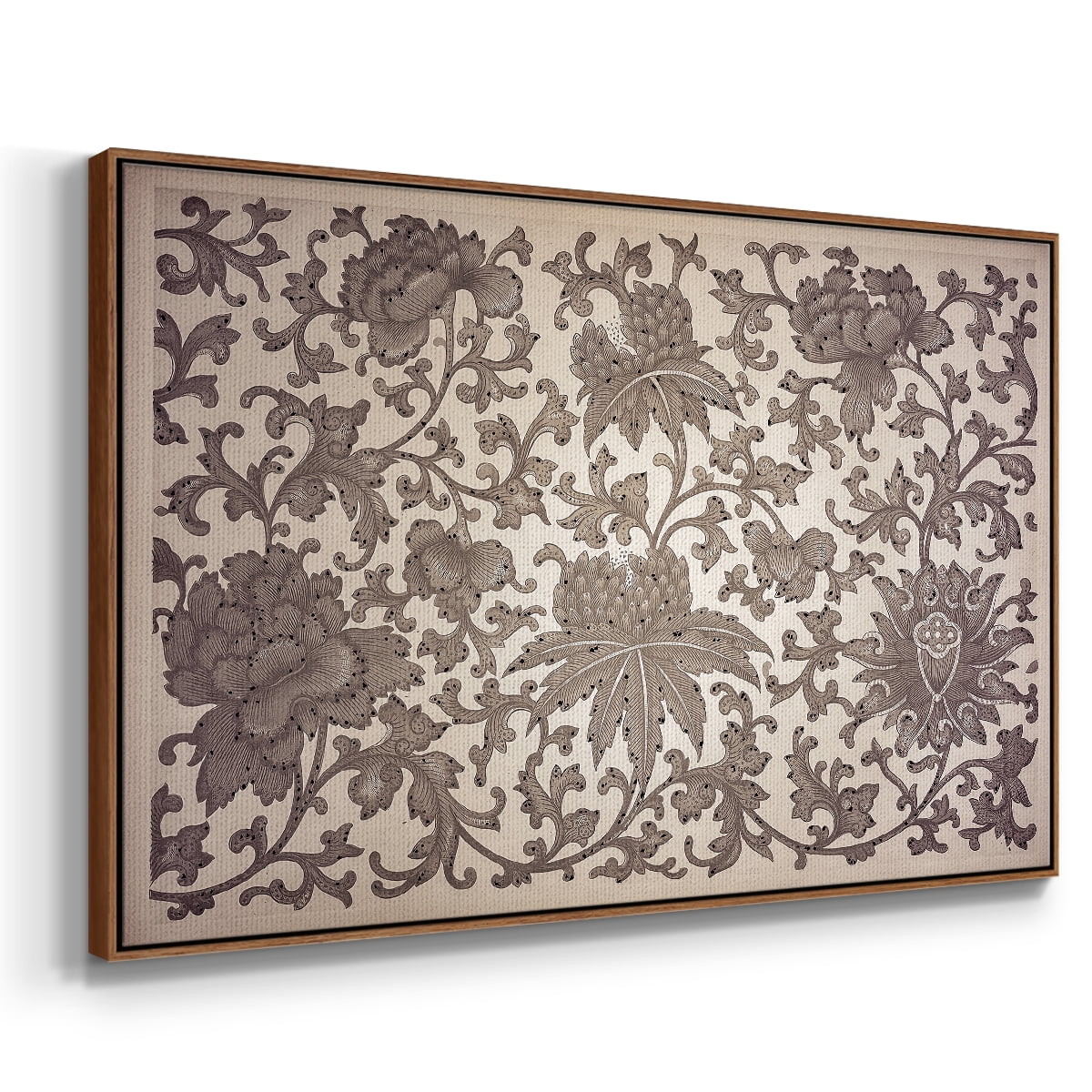 Vintage Abstract Print-XXIII Framed in Walnut Wood Gallery Wrapped Canvas 17 in. x 25 in.