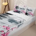 thumbnail image 3 of Erosebridal Ink Landscape Zipper Full Size Comforter Sets with Fitted Sheet and 2 Pillowcases,Cherry Blossom Fuji Mountain Print Zipper Bedding Set For Boys,Reversible,4 Pieces, 3 of 7