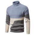 thumbnail image 2 of Mode Décontractée pour Hommes Pull Col Montant Patchwork Manches Longues Pull-Over, 2 of 5