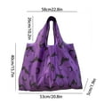 thumbnail image 3 of Purple Bat Print Tote Bag – Lightweight Foldable Halloween Shopping Handbag with Large Capacity, 3 of 6