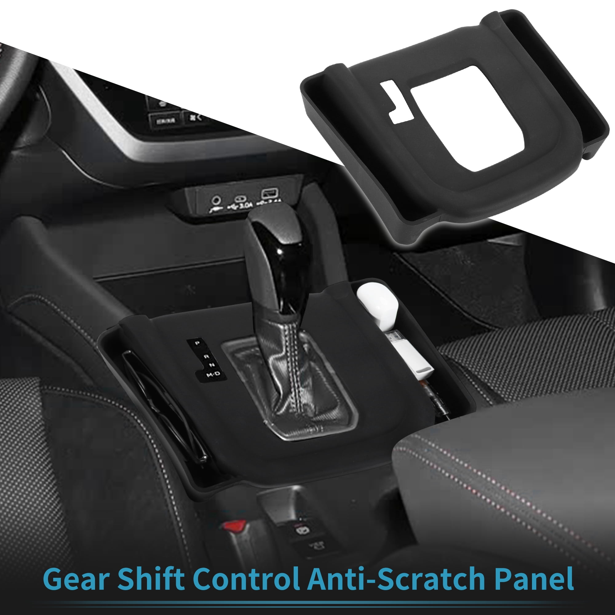 Unique Bargains Center Console Gear Shift Panel Trim Cover for for Subaru Forester 2025 Seat Side Seam Gap Storage Silica Gel Pad Unti-Scratching Cover Shift Knob Cover with 2 Slot Protection