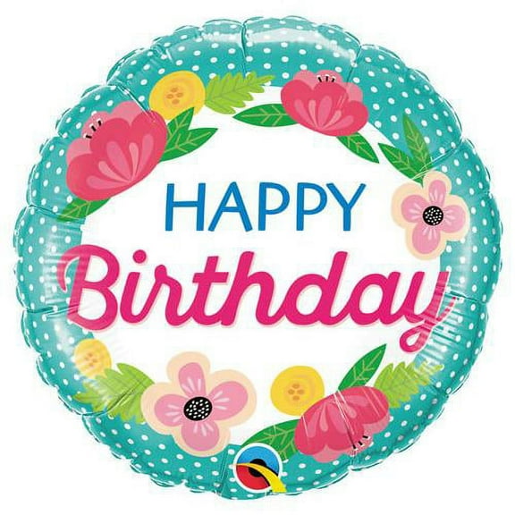 LOONBALLOON Birthday Baby for Her Balloons, 18″ BIRTHDAY PETITE POLKA DOTS