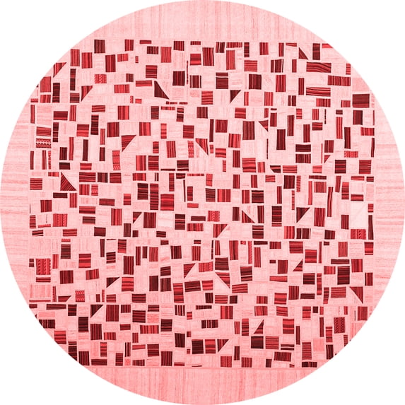 Ahgly Company Indoor Round Solid Red Modern Area Rugs, 4' Round