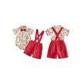thumbnail image 2 of Conjunto navideño para bebé niño: pelele de manga corta, pantalones cortos con tirantes y pajarita., 2 of 9