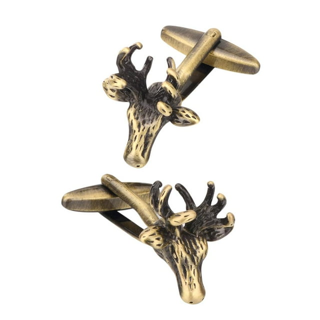 Gemelos De Moda Para Hombre, Gemelos Con Cabeza De Reno De Navidad, , Esmoquin, Joyería, Regalos Hugo Gemelos de forma de reno para hombre