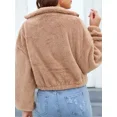 thumbnail image 4 of Chamarra De Felpa Suelta Corta Con Cremallera Para Mujer, 4 of 7