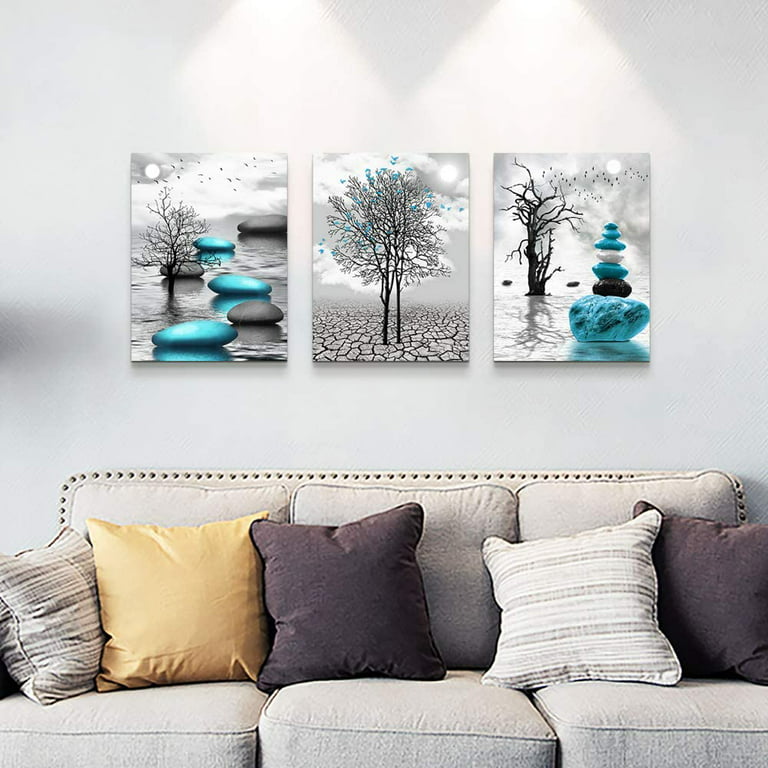 Canvas Wall Art for Living Room Wall Decor for Bedroom Bathroom Black and  White Paintings Modern 3 Piece Framed Canvas Art Prints Ready to Hang