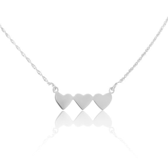 SilverCloseOut Triple Heart Necklace, Sterling Silver, Cable