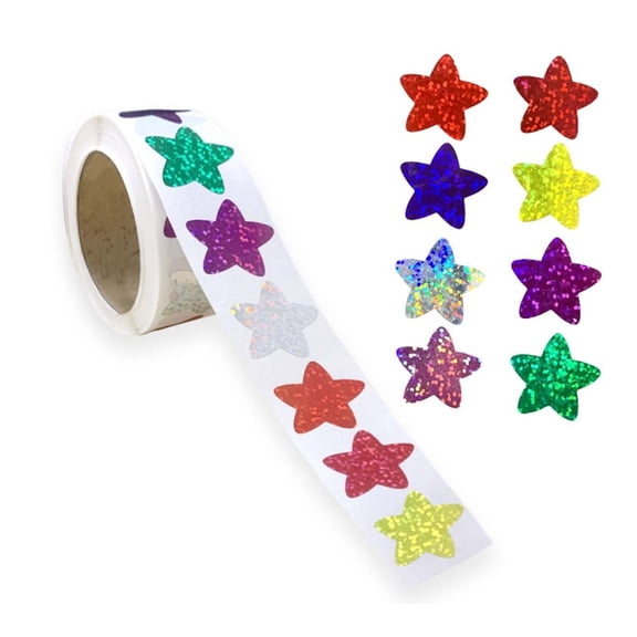 1 Pc Glitter Star Stickers,Small Star Decals Roll,Colorful Sparkling Star Sticker,Glitter Incentive Star Stickers,Self-Adhesive Star Labels for Kids,Teachers Reward Supplies Crafts (Colorful)