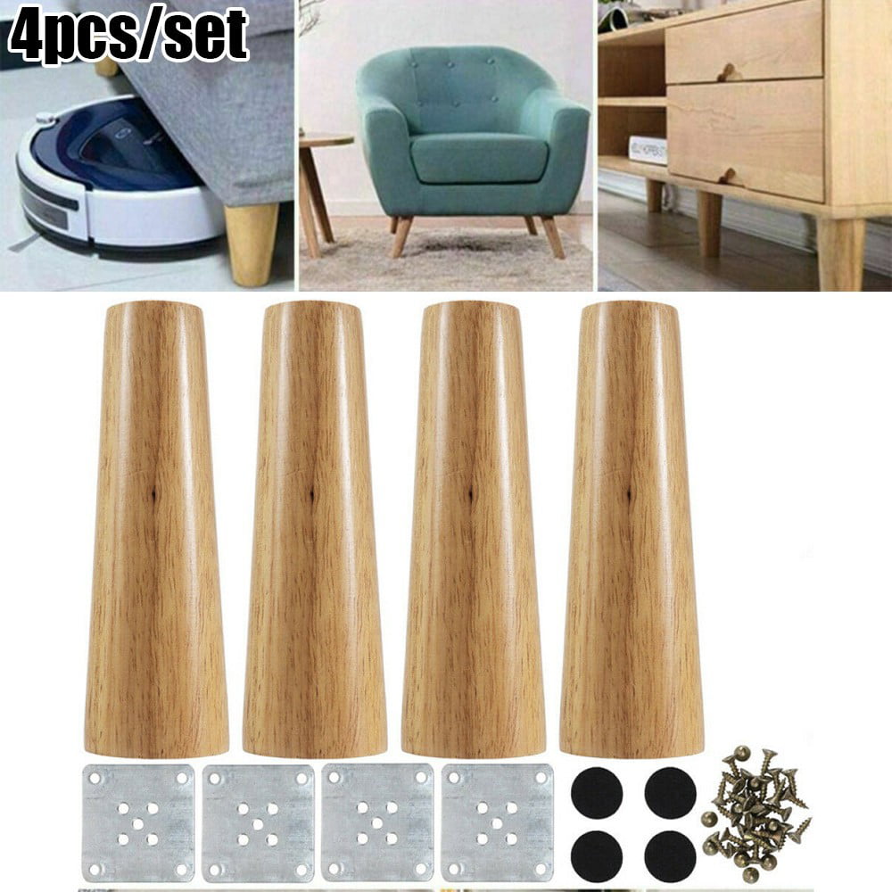 4x Wood Table Legs Tapered Oak Table Stool Sofa Furniture Stool Chest 6 Size 