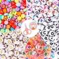 thumbnail image 1 of 500 Cuentas de Letras QUANZHOUTIANDI para Pulsera 6,4 mm 5 Estilos Coloridas Oro Blanco y Negro con Hilo elástico y Tijeras, 1 of 5