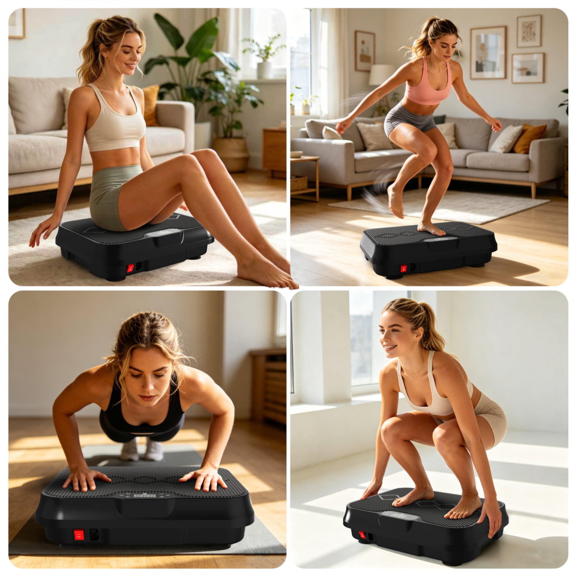 Vibration Plate Exercise Machine with Remote & Resistance Bands,Black