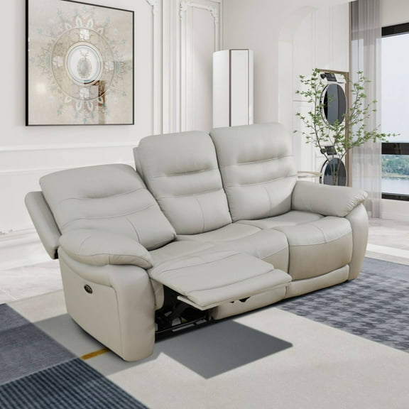 Genuine Leather Power Recliner Sofa Chairs for Adults Electric Power Recliner Sofa Chair for Living Room, Grey