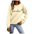 thumbnail image 1 of Amzcrzy Chandails en Molleton pour Femmes Mode Imprimé Sourire Col Rond Chandail en Molleton Décontracté Manches Longues pour Femmes Automne Pull Ample Chandail en Molleton, 1 of 4