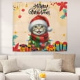thumbnail image 2 of Merry Christmas Santa American Shorthair Scarf Twinkling Lights Xmas Holiday Tapestry Cat Lover Kitten Owner Gifts Wall Hanging Backdrop Home Decor - 00022, 2 of 5
