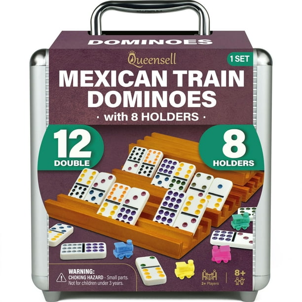 Juego de dominó Mexican Train Queensell con 8 soportes, doble 12
