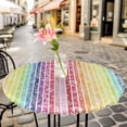 thumbnail image 4 of Dandelion Fitted Tablecloth with Elastic Edged, Round Table Cloth for Dining Table, Rainbow Stripes Modern Minimalist Flowers Waterproof Oil Proof Table Cover for Indoor Outdoor 55"-60", 4 of 8
