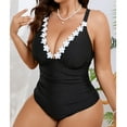 thumbnail image 2 of One Piece Swimsuits for Women Plus Size Boho Swimwear Deep V-Neck Cross Back High Waisted Bodycon Shapewear Bathing Suits, 2 of 7