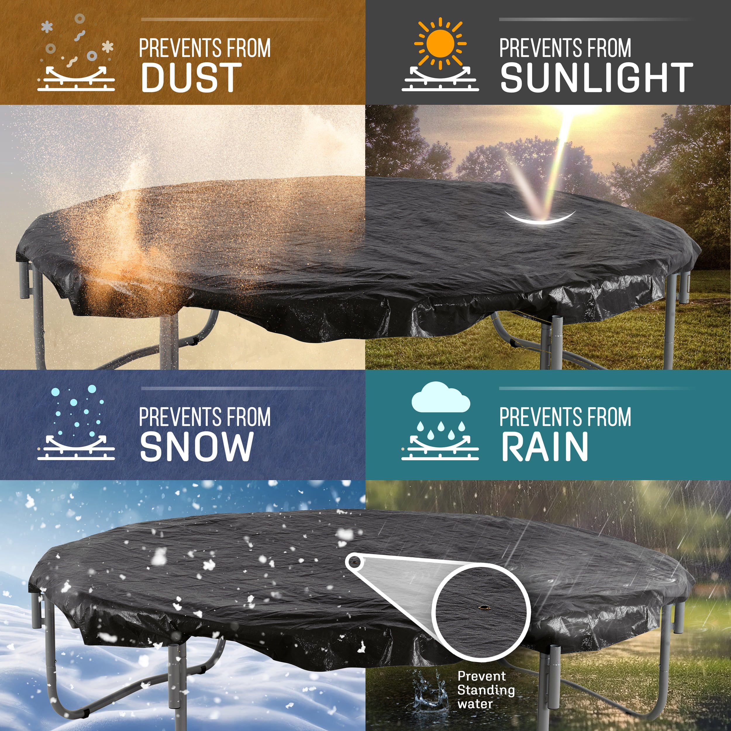 Machrus Upper Bounce 15ft Round Trampoline Weather Cover - Weather-Resistant Trampoline Protective Cover