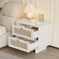 thumbnail image 5 of LAZZO Nightstands Set of 2, 23.6" Wide Large Bedside Tables with 2 Rattan Drawers for Bedroom, White, 5 of 9