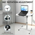 thumbnail image 5 of Medical Adjustable Overbed Bedside Table Teacher Podium Laptop Computer Cart Mobile Laptop Desk with 2 Tilting Desktops,Cup Holde,Drawer，Wheels for Office, Home and Classroom (White), 5 of 14