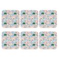 thumbnail image 2 of Honeii Back To School Print Leather Coaster Set of 6, Ideal for Safeguarding Your Furniture from Drinks Spills and Effortless Cleanup,Square, 2 of 7