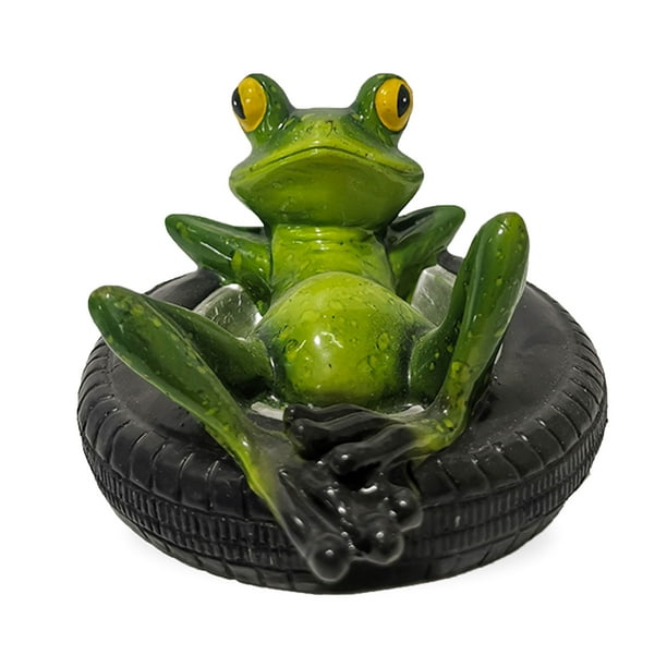 The Frog Garden Statue Water Floating Pond Decoration Cute Rowing Frog Statue Yard Lawn