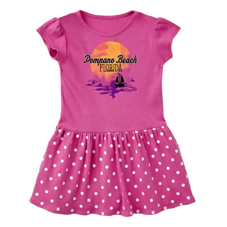 

Inktastic Pompano Beach Florida Vacation Sunset Gift Baby Girl Dress