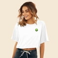 thumbnail image 4 of Dalix Alien Embroidered Cotton Relaxed Fit Flowy Short Sleeve Crewneck Tee Shirt Womens in White L Large, 4 of 5