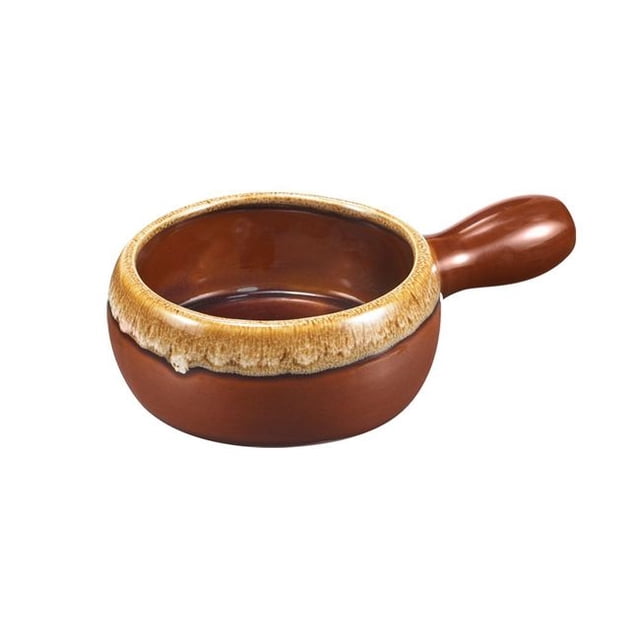 Browne Ceramic Brown Onion Soup Bowl with Handle, 16 oz Capacity
