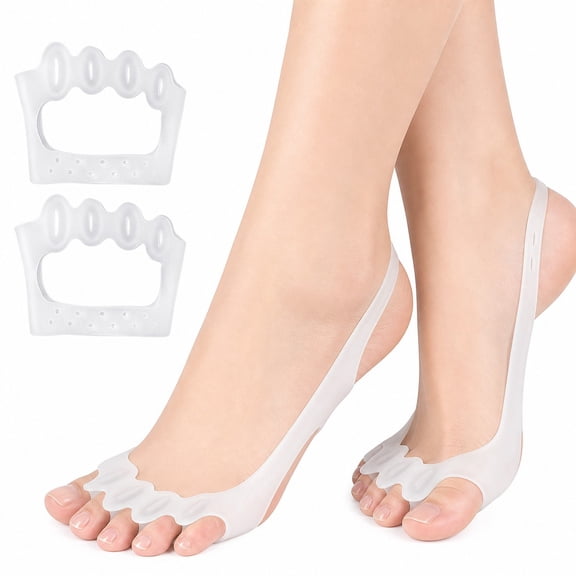5 Hole Silicone Toe Separators Spacers for Women and Men, Toe Corrector, Reduces Friction, Day and Night Use