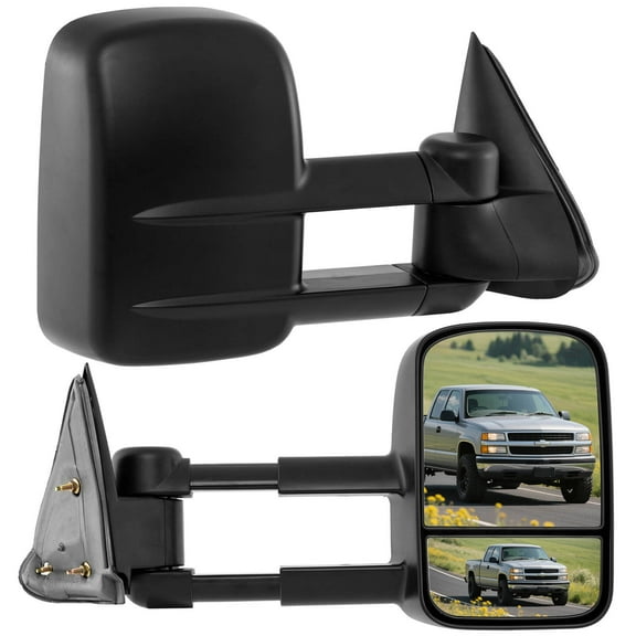 Costway Towing Mirror Pair, Power Heated Telescoping Side Mirrors with Dual Glass