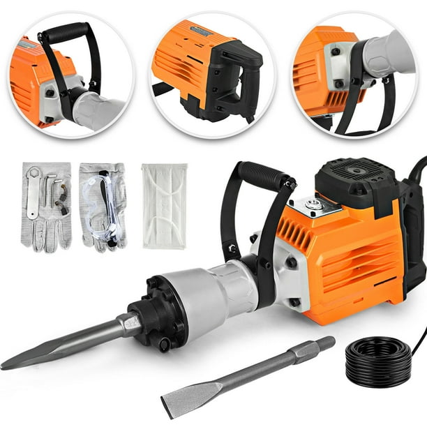 Vevor 3500w Electric Demolition Jack Hammer Concrete Breaker Punch 2 Chisel Bit 60j Walmart Com Walmart Com