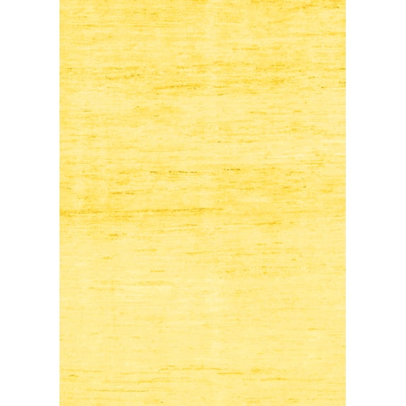 Ahgly Company Machine Washable Indoor Rectangle Solid Yellow Modern Area Rugs, 8' x 10'