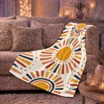 thumbnail image 6 of Stacked Sunburst Circles on Cream, Cheerful Modern Style for Sun Lovers, Geometric Solar Dot Pattern and Birthday Gift, Soft Flannel Blanket for Bedroom and Living Room, Home Decor, 6 of 9