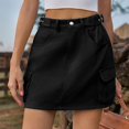 thumbnail image 1 of SDNall Womens Fashion Solid Color Elastic Waist Cowboy Cargo Skirt, 1 of 9