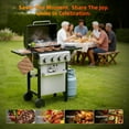 thumbnail image 6 of Biotree 4 Burner BBQ Propane Gas Grill, Stainless Steel 38,000 BTU Patio Garden Barbecue Grill with Two Foldable Shelves, 6 of 9