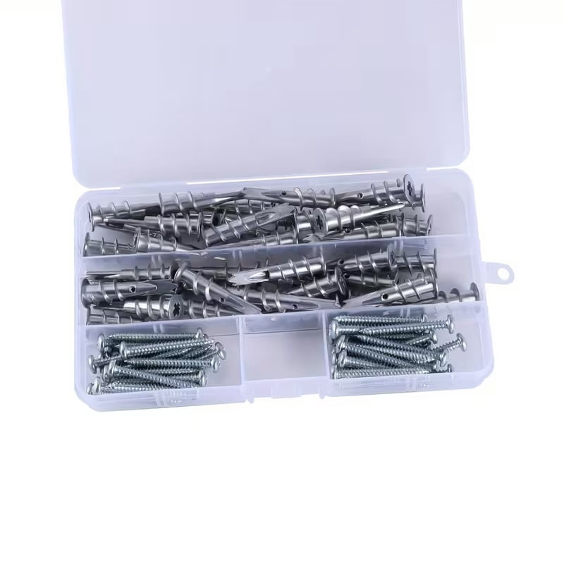 Heavy Duty Zinc Alloy Self-Drilling Drywall Anchors & Screws Kit - 40 Count Wall Anchors with 40 Count 8 x 1-1/2 Screws for Drywall, Slate, Cavity Wall, and Plaster Wall