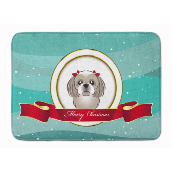 Carolines Treasures BB1560RUG Gray Silver Shih Tzu Merry Christmas Machine Washable Memory Foam Mat 19 X 27" multicolor