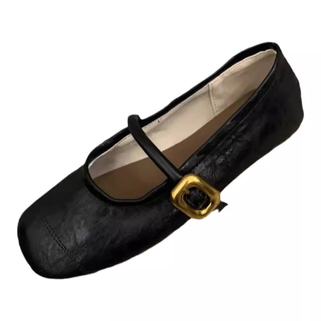 Ballerines Mary Jane Vintage pour Femmes, Chaussures Confortables à Bout Rond avec Bride à Boucle Ajustable, Chaussures Décontractées en Cuir Verni à Talon Plat pour les Loisirs Quotidiens, la Marche en Plein Air, le Bureau