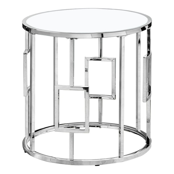 23" Silver Chrome Contemporary Round Accent Table