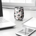 thumbnail image 3 of 12oz Stemless Wine Tumblers White Cow Black Shape Pattern Vacuum Insulated Stainless Steel Travel Tumbler Cups Mug with Lid and Straw for Champaign,Cocktail,Beer with Cleaning Brush, 3 of 5