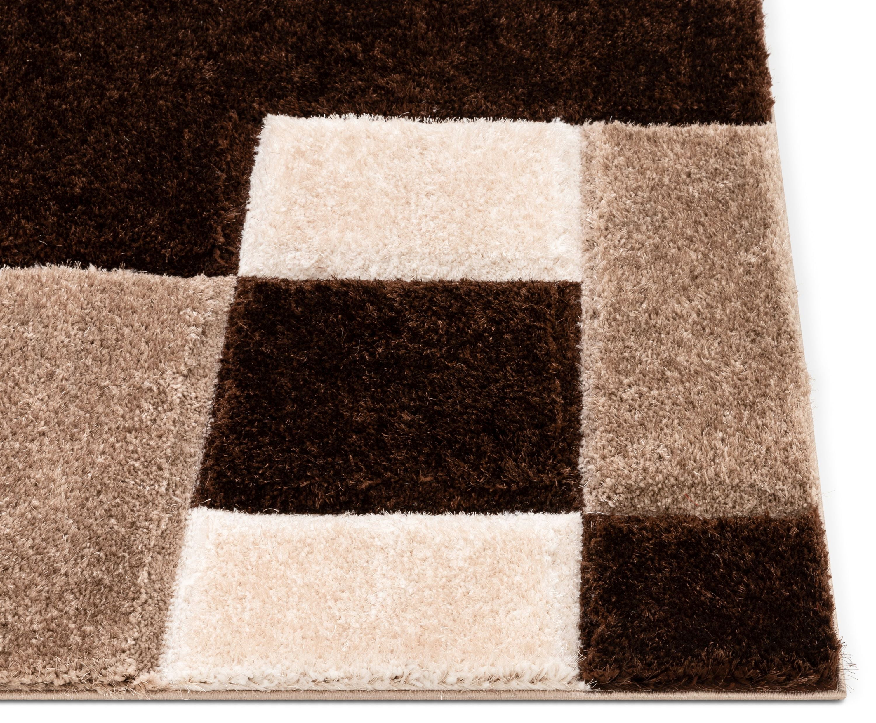 Well Woven San Francisco Escondido Brown Modern Geometric 3D Textured Shag 2'7" x 9'10" Runner Area Rug