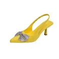thumbnail image 2 of Miluxas Women's Slingback Kitten Heels with Bow Low Heels Closed Pointed Toe Pump Dress Shoes Yellow 9.5(43), 2 of 9