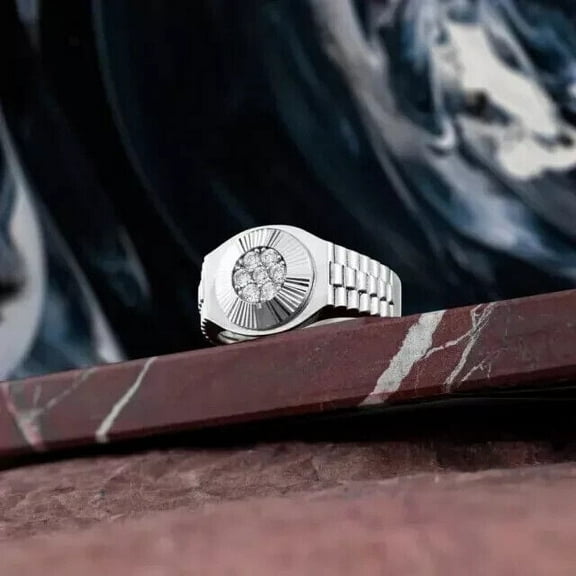 Men's 2Ct Round Cut Lab Created Diamond Ring 14K White Gold Plated