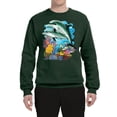 thumbnail image 2 of Pair of Dolphins Swimming in Ocean Animal Lover Unisex Crewneck Graphic Sweatshirt, Forest Green, X-Large, 2 of 3